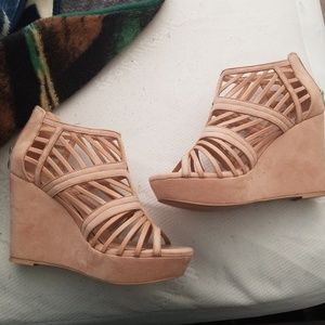 Tan wedage heels 12w